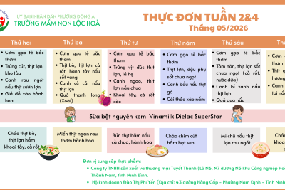 Thực đơn tuần 2&4 tháng5/2026