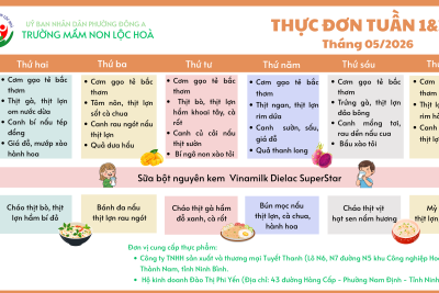 Thực đơn của bé tuần 1&3 tháng 5/2026