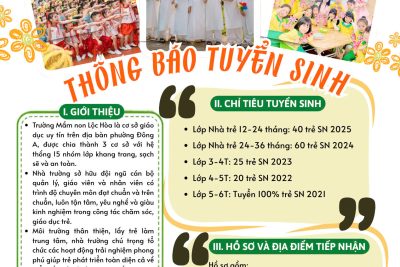 Trường mầm non Lộc Hoà thông báo tuyển sinh năm học 2026 – 2027