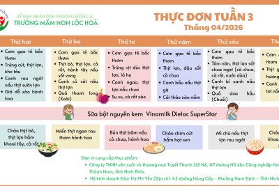 Thực đơn tuần 3 tháng 4/2026 của bé