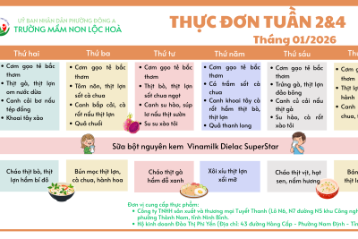 Thực đơn của bé tuần 2-4, tháng 01/2026