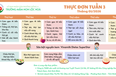 Thực đơn của bé, tuần 3 tháng 1/2026